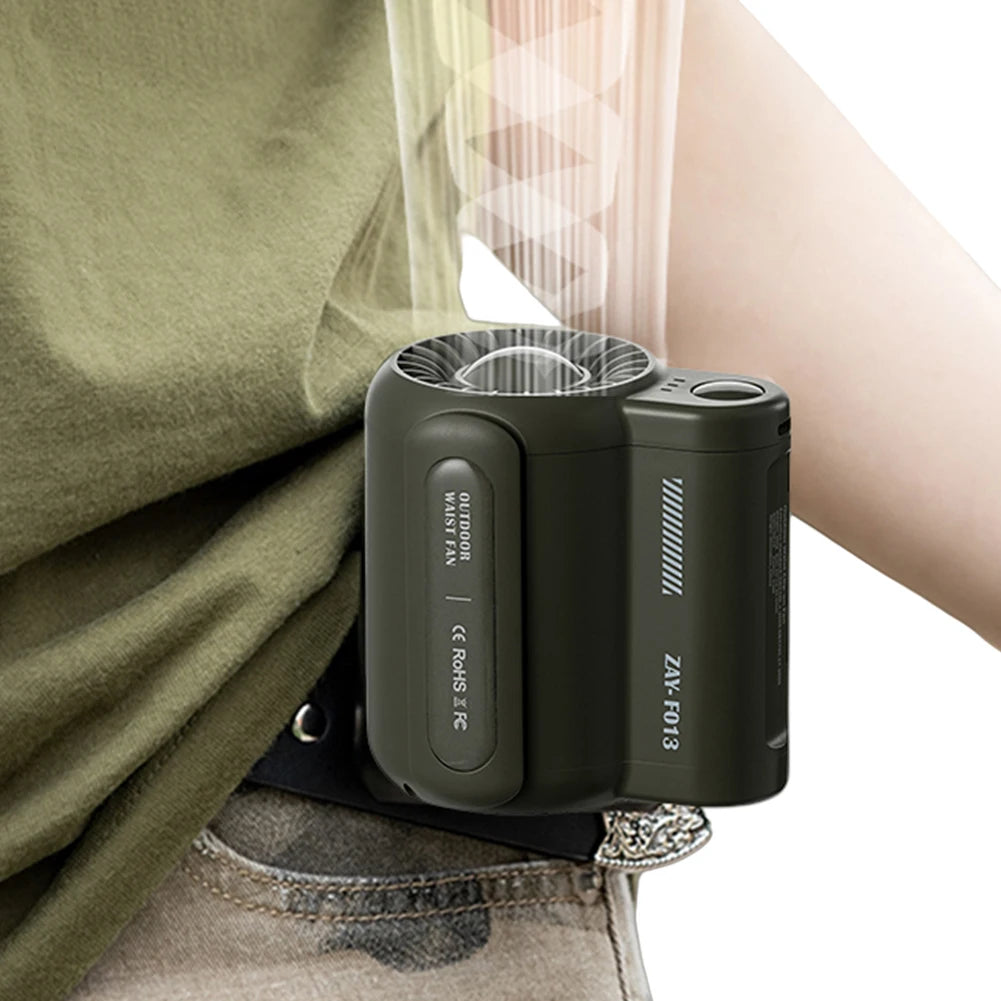 Portable Waist Fan Rechargeable Hanging Neck Fan Wearable Belt Shirt Body Fan Outdoor Working Waist Clip Fan with LED Lights